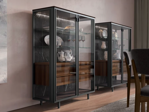 AURORA 02 - Wood and glass display cabinet - Cabinet by Febal Casa