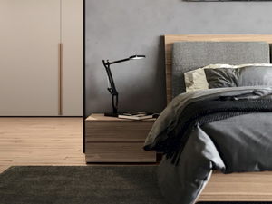 KEITH - Rectangular melamine-faced chipboard bedside table with drawers - Side table by Febal Casa