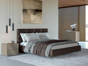KIM - Upholstered Imitation leather bed with high headboard - Bed frame by Febal Casa