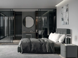 SEURAT - Fabric bed with upholstered headboard - Bed frame by Febal Casa