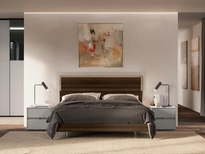 SOAVE - Melamine-faced chipboard bed with high headboard - Bed frame by Febal Casa