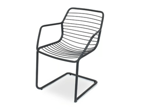 CLARIS - Stackable cantilever steel chair with armrests - Chair by Fischer Möbel