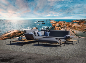 FLORA LOUNGE - Sled base corner sectional fabric garden sofa - Sofa by Fischer Möbel