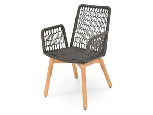 WING LIGHT - Teak and fabric garden chair - Chair by Fischer Möbel