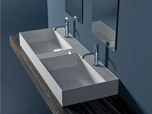 BLOCK - Countertop double ceramic washbasin - Washbasin by FIT INTERIORS