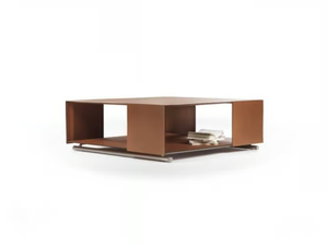 GROUNDPIECE - Metal and leather coffee table with storage space - Coffee table by Flexform