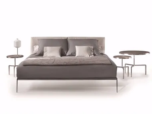 LIFESTEEL - Leather double bed with upholstered headboard - Bed frame by Flexform