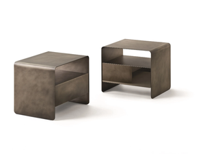 FOGLIO - Rectangular metal bedside table with drawers - Side table by Flou