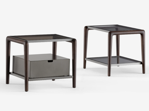 GAUDÍ - Square wood and glass bedside table - Side table by Flou