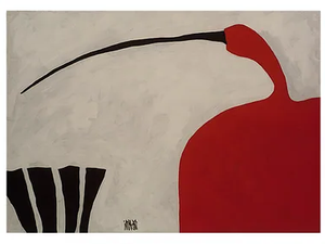 RED IBIS - Paint oil on wood - Wall Paint by formitalia luxury group