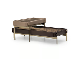 V216 - Rectangular Tobacco Brown marble coffee table - Coffee table by formitalia luxury group