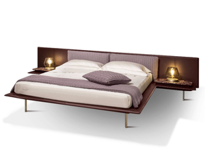 V251/L - Leather double bed with integrated nightstands - Bed frame by formitalia luxury group