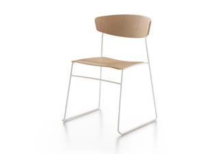WOLFGANG - Stackable sled base oak and steel chair - Chair by Fornasarig