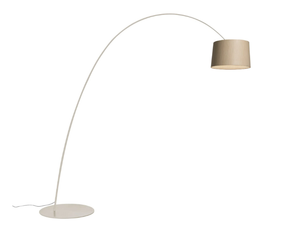 TWIGGY ELLE WOOD - LED arc lamp with metal base and oak lampshade - Floor lamp by Foscarini