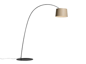TWIGGY WOOD - LED arc lamp with metal base and oak lampshade - Floor lamp by Foscarini