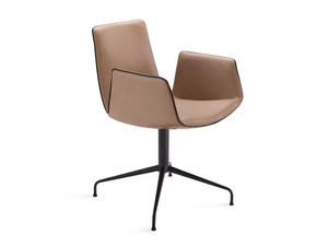 AMELIE ARMCHAIR - Leather chair with 4-spoke base with armrests - Chair by Freifrau