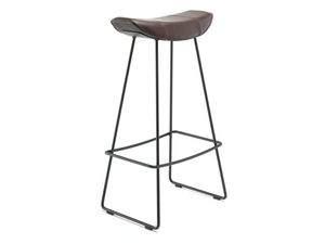 KYA BARSTOOL WIRE FRAME - Leather barstool with footrest - Stool by Freifrau
