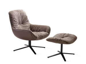 LEYA LOUNGE CHAIR - Fabric armchair with 4-spoke base - Armchair by Freifrau
