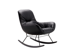LEYA ROCKING LOUNGE CHAIR - Rocking leather armchair with armrests - Armchair by Freifrau
