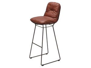 LEYASOL BARSTOOL - Sled base high leather stool - Stool by Freifrau