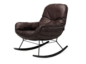 LEYASOL ROCKING LOUNGE - Rocking upholstered leather armchair with armrests - Armchair by Freifrau