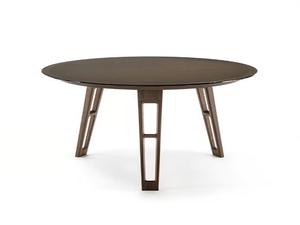AXEL - Round wood and glass table - Table by Frigerio
