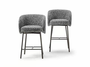 HUG - Upholstered high fabric stool with footrest - Stool by Frigerio