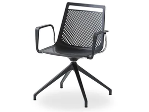 AKAMI U BR - Swivel trestle-based chair with armrests - Chair by GABER