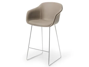 DAME - High leather stool with armrests - Stool by GABER