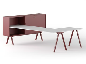 WORKSTATION 2027 L - L-shaped wooden office desk with shelves - Desk by GABER