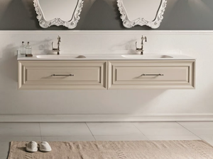 AUTORITRATTO - Double wall-mounted wooden vanity unit with drawers - Washbasin cabinet by Gaia Mobili