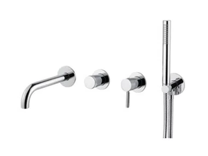 TOKYO - Wall-mounted Recessed steel bathtub set with hand shower - Tap by Gaia Mobili
