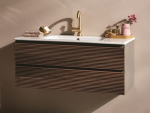 TWIST - Single wall-mounted walnut vanity unit with drawers - Washbasin cabinet by Gaia Mobili