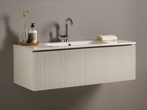 WAVE - Single wall-mounted wooden vanity unit with drawers - Washbasin cabinet by Gaia Mobili