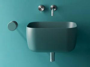 LOLA - Wall-mounted rectangular ceramic washbasin - Washbasin by GALASSIA