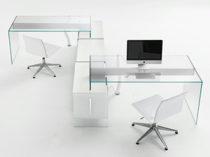 AIR DESK 1 - Corner crystal writing desk - Desk by Gallotti&Radice