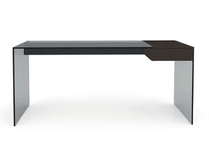 AIR DESK W - Glass and Stainless Steel writing desk with drawers - Desk by Gallotti&Radice