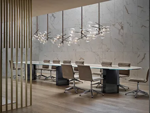AKIM SYSTEM - Oval wood and glass meeting table - Table by Gallotti&Radice