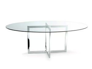 RAJ 4 - Round Glass and Stainless Steel table - Table by Gallotti&Radice
