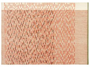 BACKSTITCH BUSY BRICK - Striped rectangular handmade wool rug - Rug by GAN