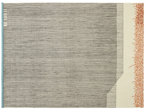 BACKSTITCH CALM BRICK - Striped rectangular handmade wool rug - Rug by GAN