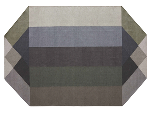 DIAMOND GREEN-GREY - Recycled PET rug with geometric shapes - Rug by GAN
