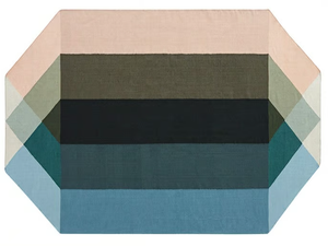 DIAMOND NUDE-PETROL - Recycled PET rug with geometric shapes - Rug by GAN