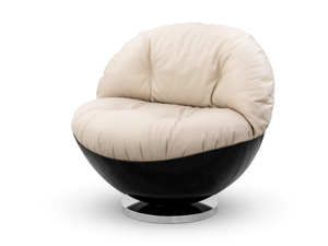 BOLA - Swivel leather armchair with fiberglass structure - Armchair by GANSK