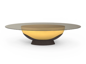 IMPERA - Oval table with fiberglass base and tempered glass top - Table by GANSK