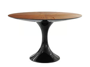JADE - Round fiberglass dining table with wood veneer top - Table by GANSK