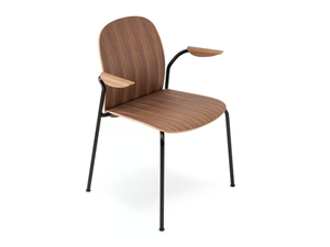 BOOK - Stackable walnut chair with armrests - Chair by GAZZDA