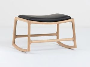 DEDO - Sled base leather and oak footstool - Pouf by GAZZDA