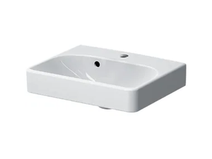 SMYLE SQUARE - Vitreous China handrinse basin with overflow - Washbasin by Geberit