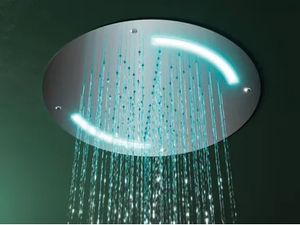 PIA19G - Round ceiling mounted steel overhead shower with chromotherapy - Shower by GEDA